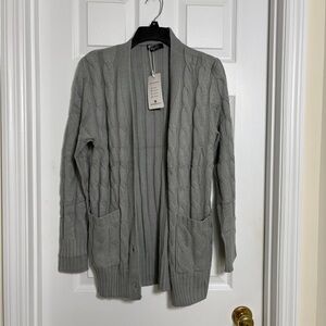 Gray Cable Knit Women's Cardigan